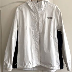 North Face White Hyvent Rain Jacket w/Black Trim